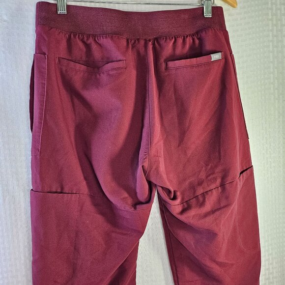Figs Burgundy Jogger Scrub Pants With Drawstring Waist and pockets - Picture 6 of 10
